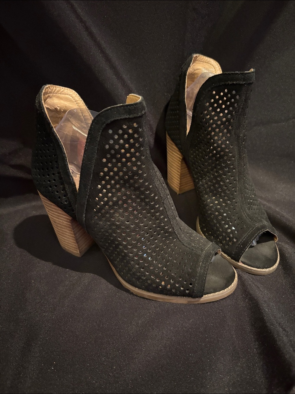 Lucky Brand Black Open-Toe Perforated Women’s Heels